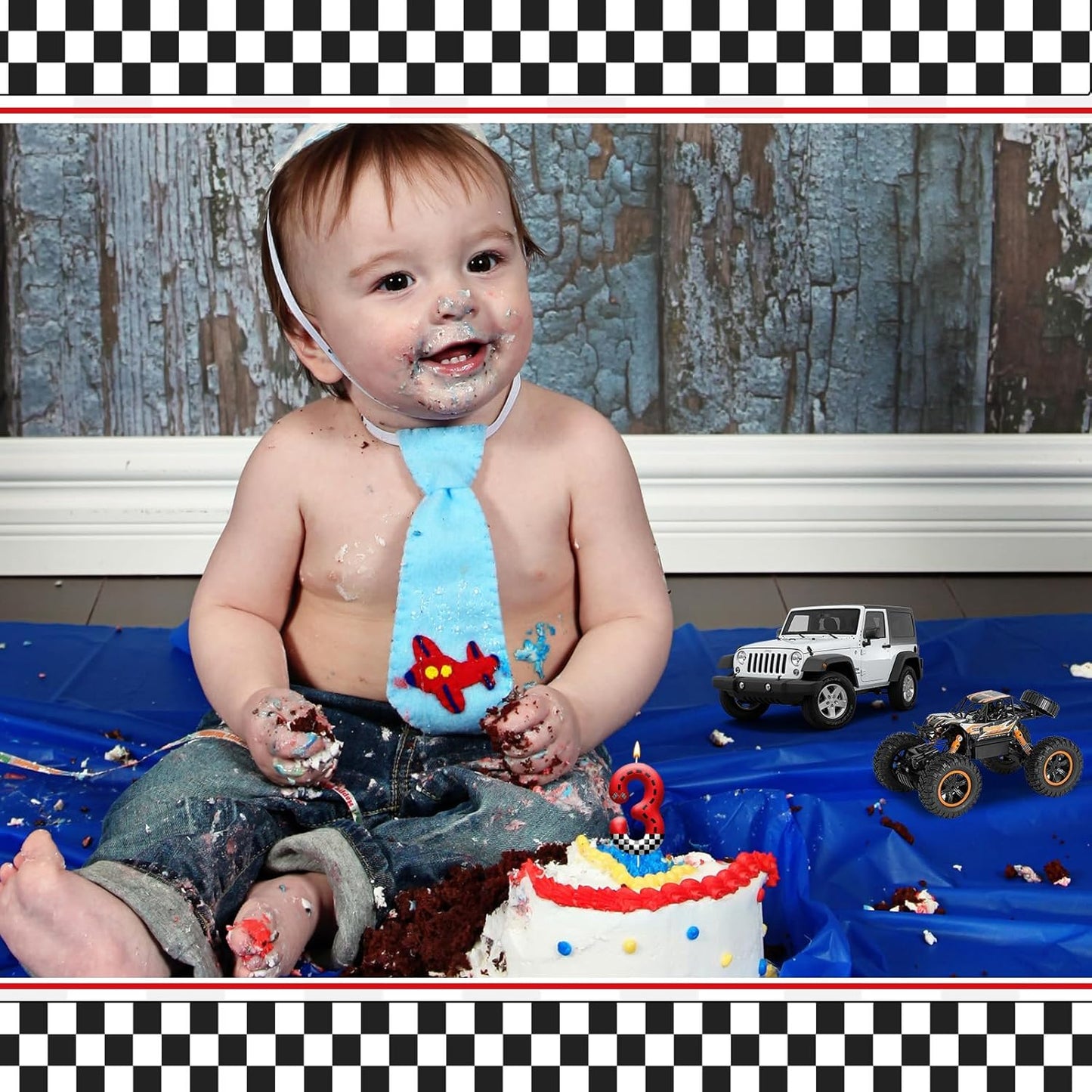Racing Car Theme Birthday Candle with Checkered Flag Design - Durable Cake Topper for Race Car Party Decorations,Birthday Supplies - Number 3 Candle for Racing Themed Celebrations