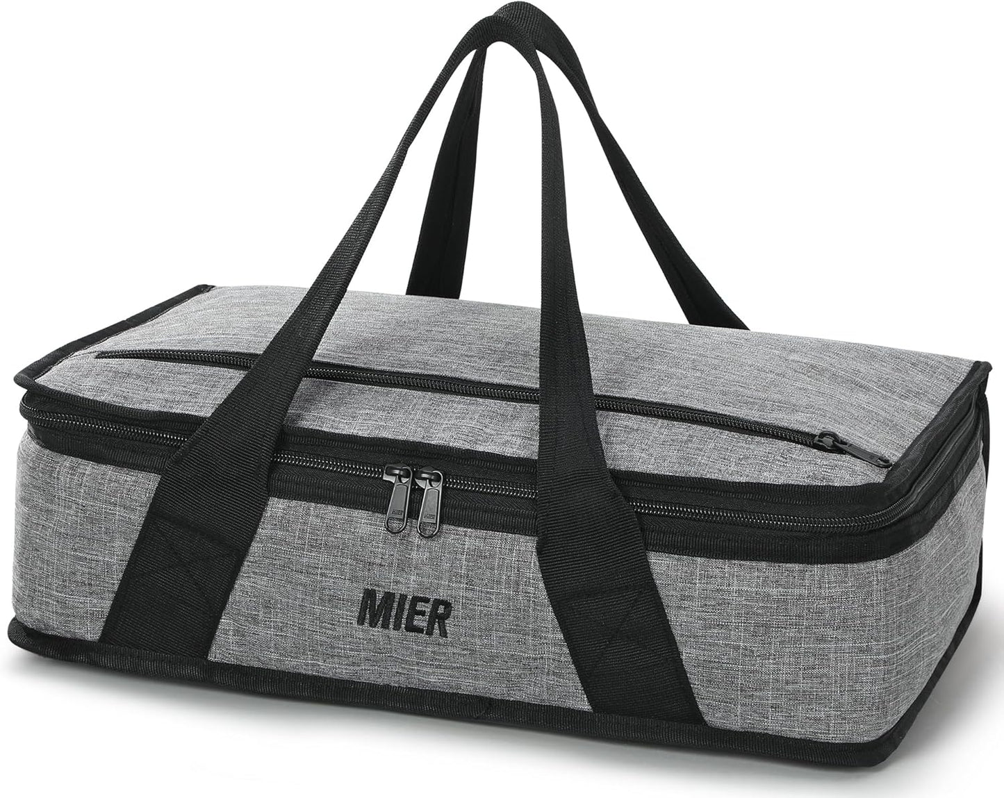 MIER Insulated Casserole Carrier for Hot or Cold Food Thermal Food Carrier Bag for Lasagna Potluck Parties Picnic Cookouts, Fits 9"x13" Baking Dish/Foil Pan, Gray