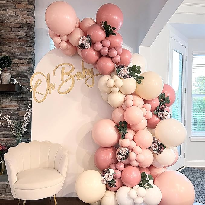 Dusty Pink Balloons 12 inch, Dusty Rose Latex Balloons 50pcs Party Balloon for Boho Wedding Baby Shower Gender Reveal Birthday Party Decorations