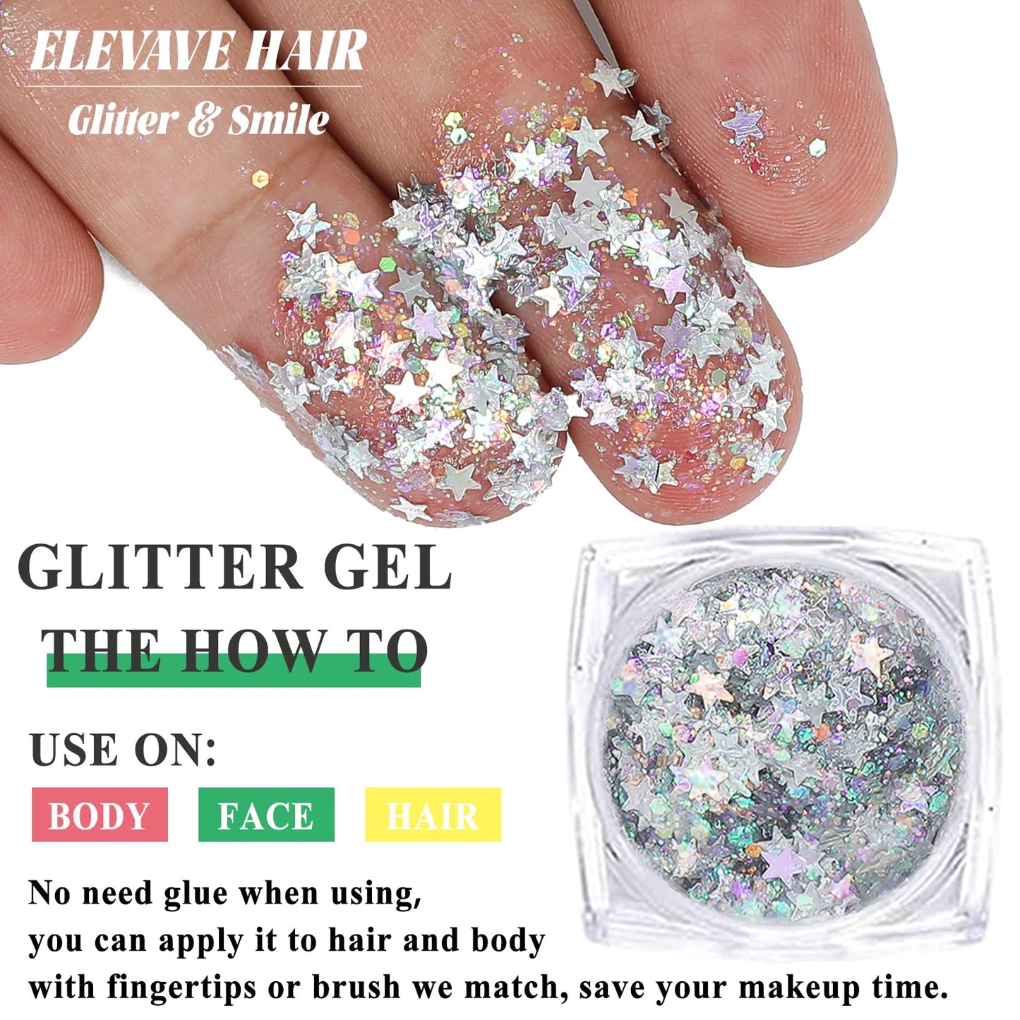 Body Glitter Face Glitter, Hair Glitter for Kids, 12 Shapes Fine Chunky Glitter Gel for Women Girls Makeup Sparkles Party Mermaid Sequins Rave Accessories Singer Concerts Festival (Gold-Silver-Pink)