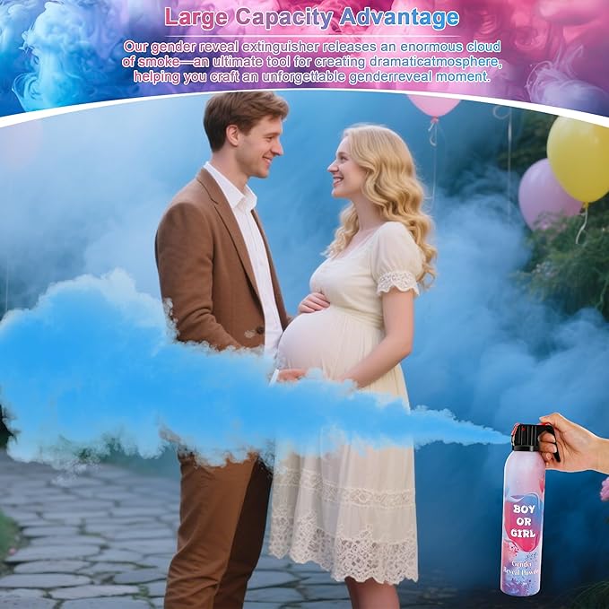 Large Gender Reveal Smoke Bombs 2 Packs, Pink & Blue Biodegradable Powder Spray for Baby Boy or Girl Reveal, Long-Lasting 10ft Smoke Effect, Unique Gender Reveal Ideas & Party Decorations