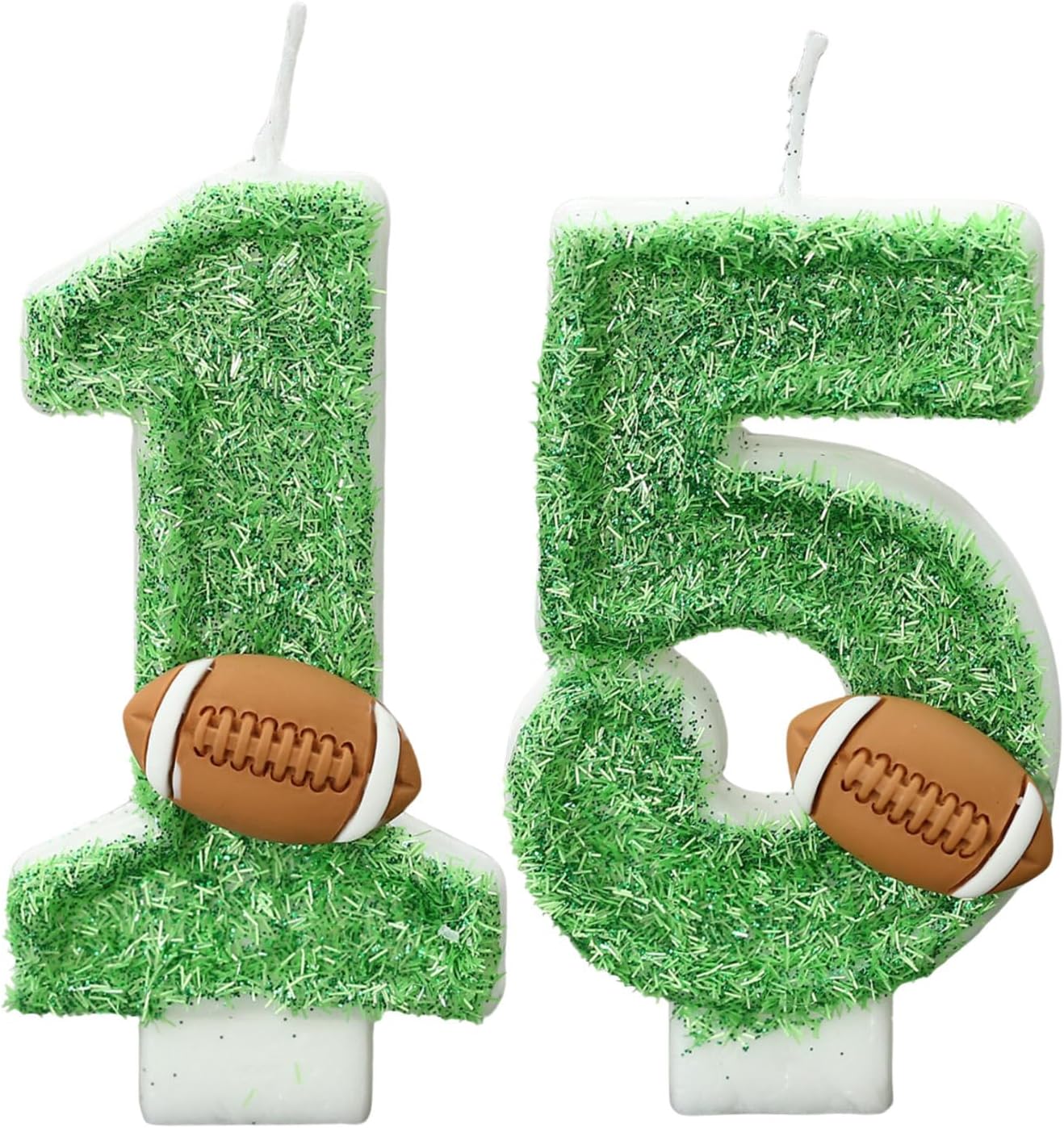 Football Birthday Number Candles for Cake Green Number 15 Candle Football Cake Topper Cupcake Topper for Football Birthday Party Decorations Supplies Favors