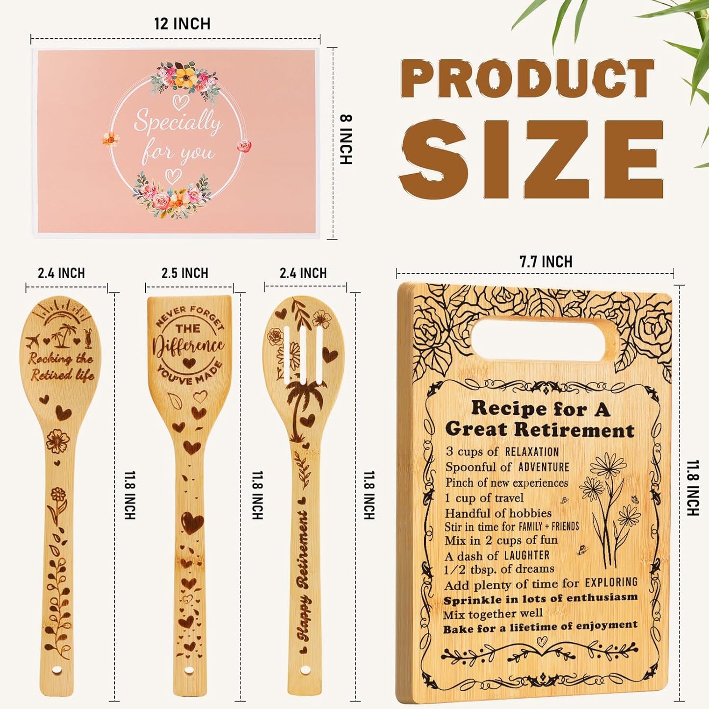 Retirement Gifts for Woman 2025, Cutting Board Set Retrement Gift for Women, Coworker Leaving Gift Going Away Gift Farewell Gift for Retired Colleague Boss Leader Friend, Recipe for a Great Retirement