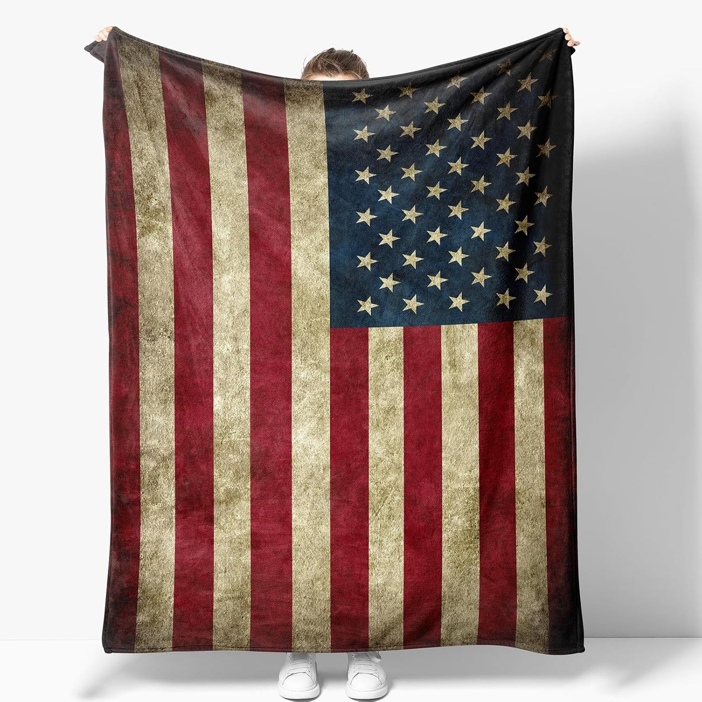 American Flag Blanket Gifts for Men Husband Boys Dad Women Birthday Christmas Valentine Present US National Flag Theme Decor Bedroom Living Room Couch Sofa Kids Adults Teen Soft Flannel Throws 60"x50"