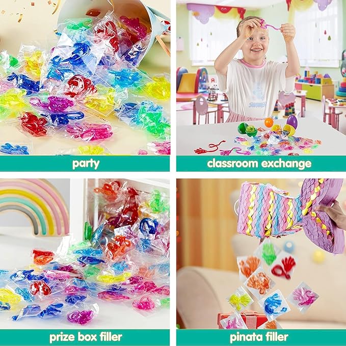 Adorox 72 Pieces Vinyl Glitter Sticky Hands Party Favor Birthday Gifts Toys Goodies (1 1/4" Long)