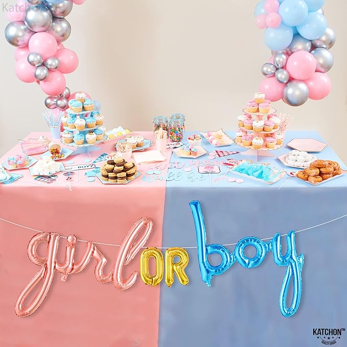 KatchOn, Huge Boy or Girl Balloon Banner - 36 Inch | Boy or Girl Sign for Baby Gender Reveal Decor | Balloon Banner For Baby Shower Decor | Gender Reveal Party Decorations