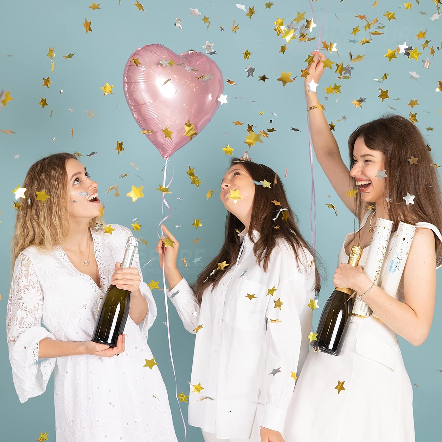 PrimePure Confetti Cannon Party Poppers - Gold Star Confetti Poppers - 2 Pack - New Years Party Cannon - Gold Glitter Stars Pop Gun for NYE 2026, Wedding, Birthday, Celebration, Events, Pranks