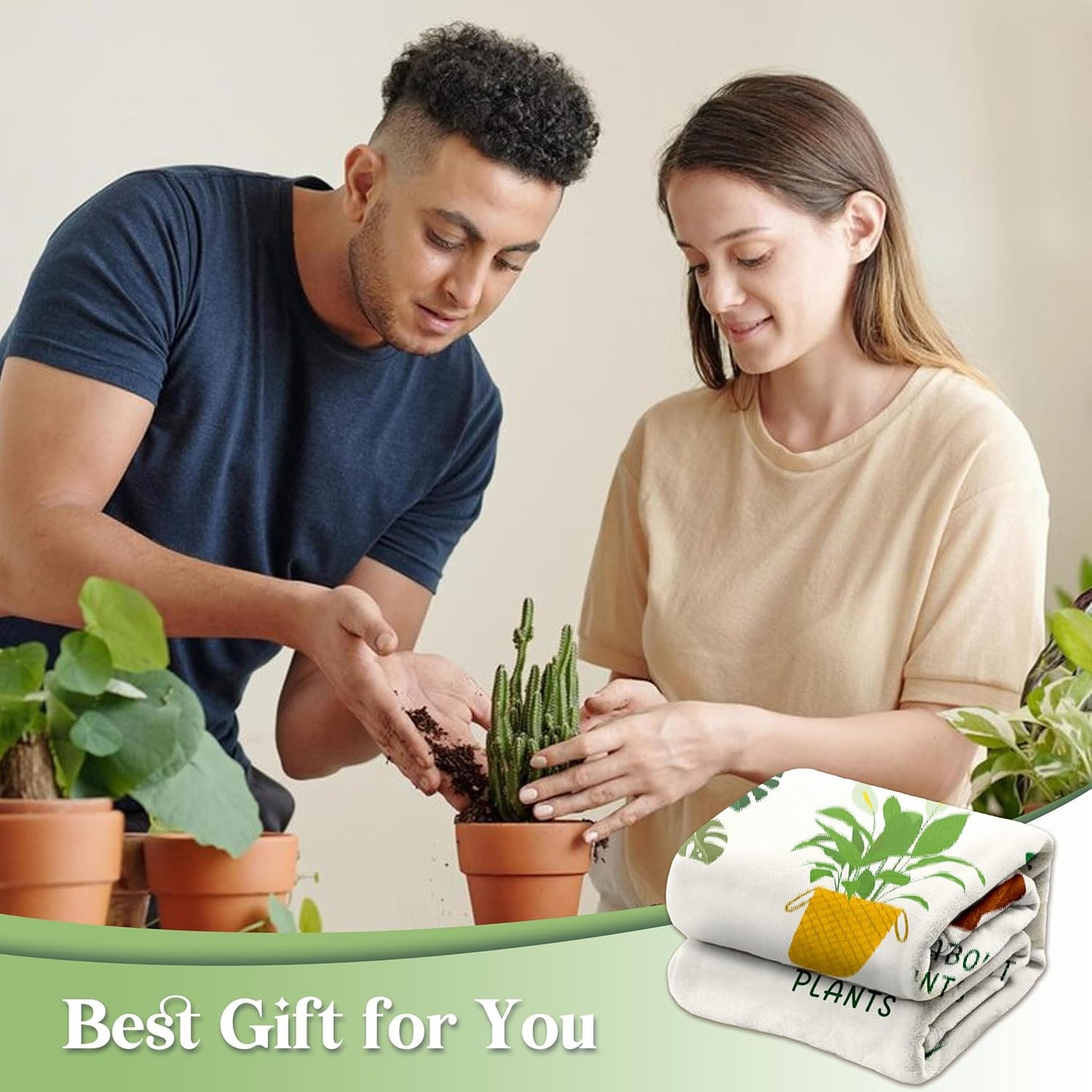 Plant Lover Gifts for Women Men, Gardening Gifts for Women Men Christmas, Flannel Soft Blanket Decor, Plant Lady Mom Gift Ideas, Gardener Gift for Birthday Mothers Day Christmas - 50x60 inches