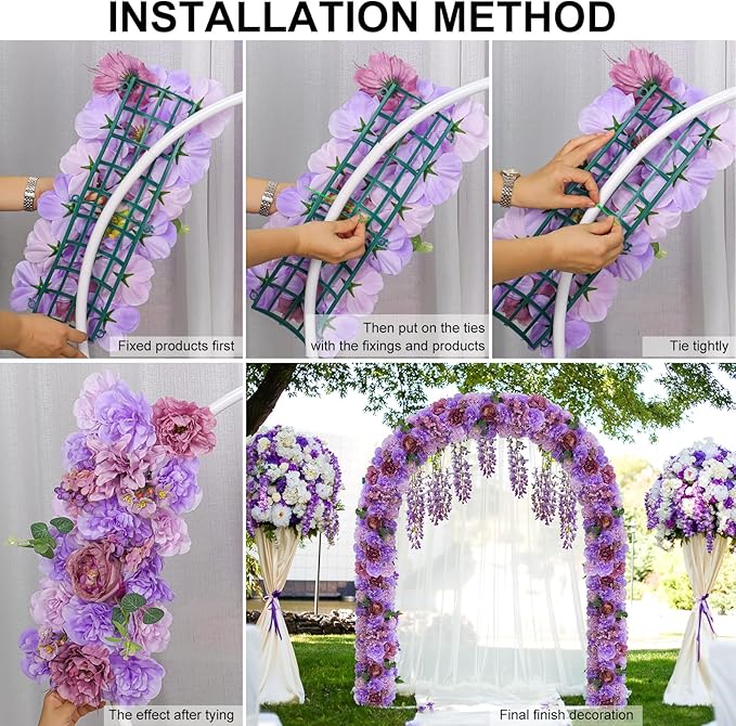 Dinning Table Centerpieces Purple Roses Artificial Flower Arch Panels Silk Floral Swag Flower Rows for Wedding Party Home Dining Table Arrangements