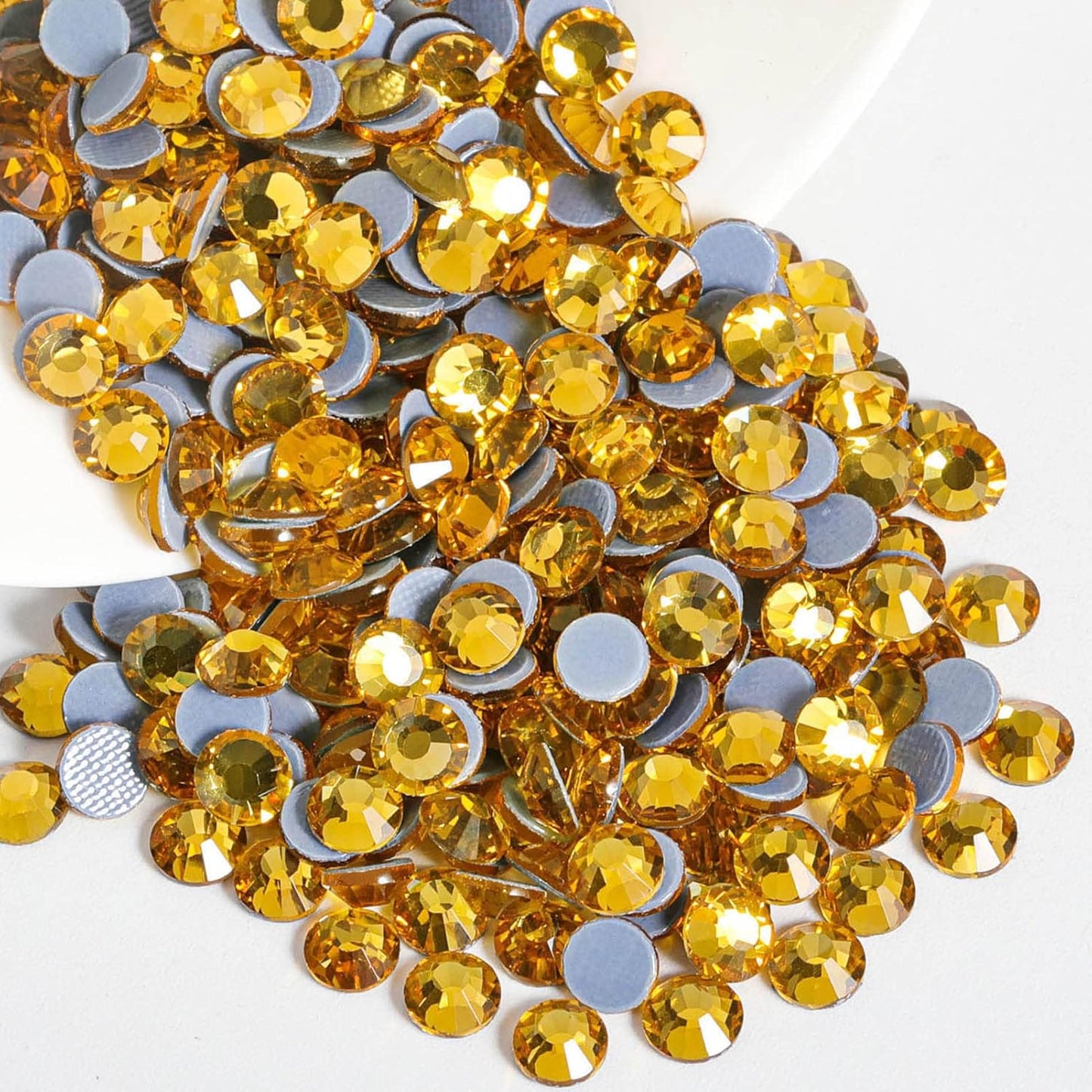 Beadsland Hotfix Rhinestones, 2880pcs Flatback Crystal Rhinestones for Crafts Clothes DIY Decorations, Topaz, SS8, 2.3-2.5mm