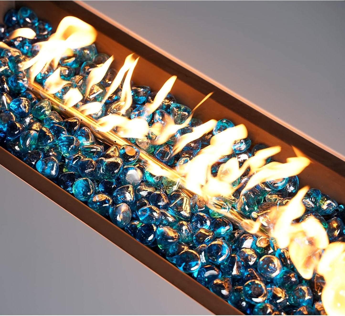 Mr. Fireglass 10 Pounds Blended Fire Glass Diamonds for Fireplace Fire Pit & Lanscaping - 1 inch High Luster Caribbean Blue Fire Rocks
