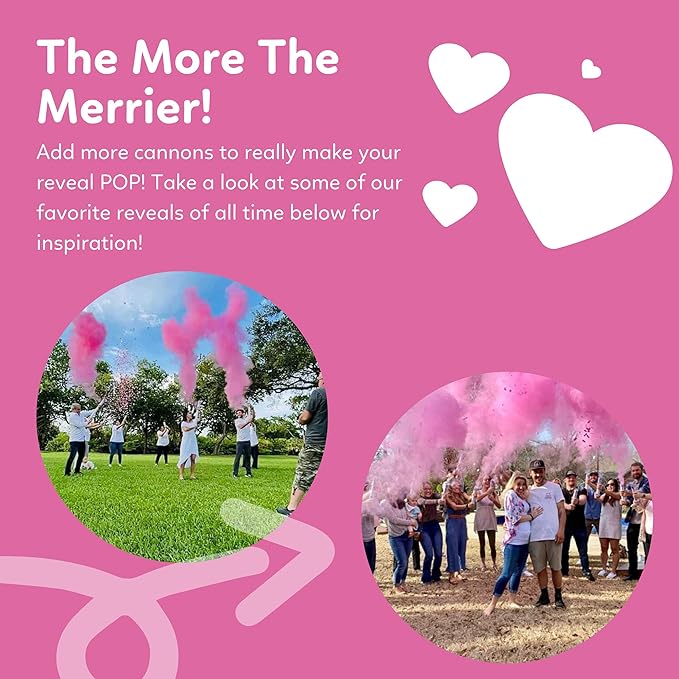 TUR Party Supplies Gender Reveal Roulette Game Kit (Blue, Pink & White) Fool Proof Confetti & Powder Cannons | 100% Biodegradable | 12 inch | Party Poppers for Boy or Girl Baby Shower Decorations