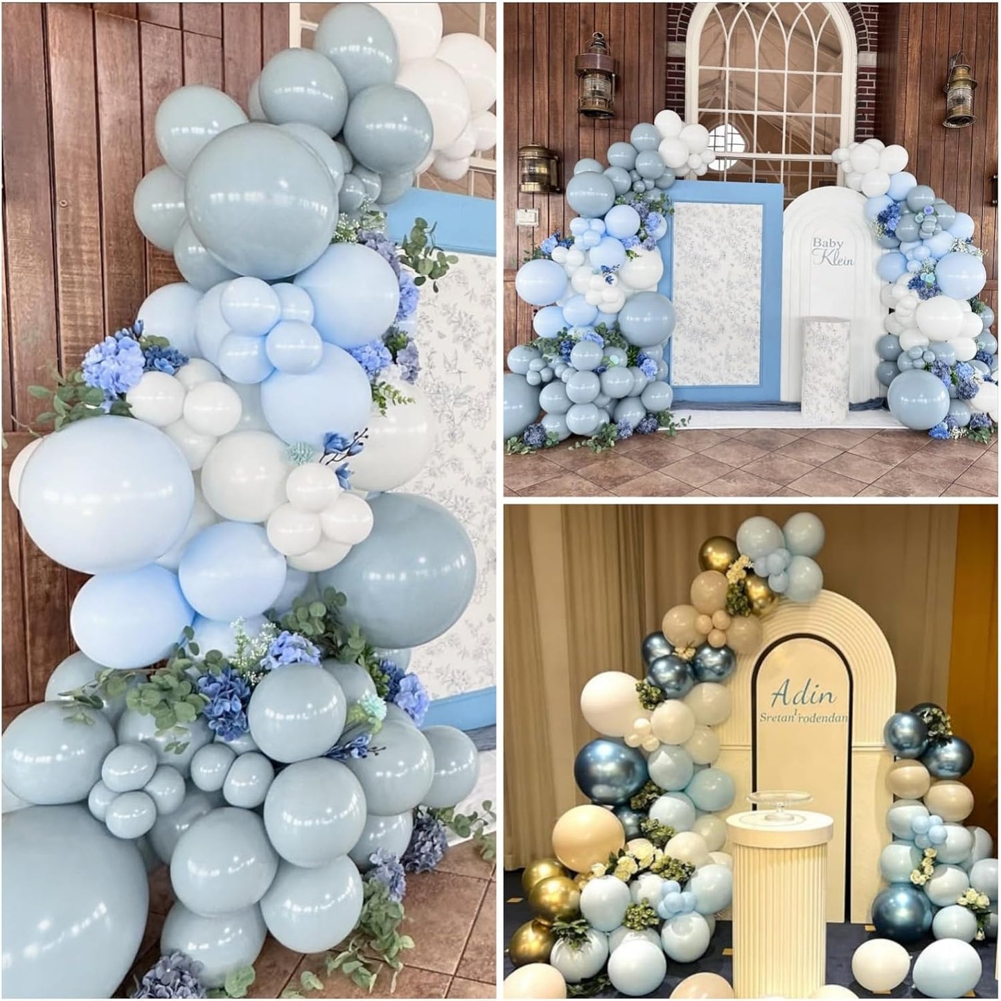 Blue White Sand Balloons Dusty Slate Fog Pastel Metallic Blue Beige Balloon 12INCH Helium Latex Balloon for Arch Kids Birthday Party Decorations Baby Boy Shower Christening Bridal Wedding Decor