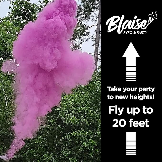 Blaise Pyro & Party - Purple Powder Poppers - Water-Soluble & Colorful Powder Cannons for Gender Reveals, Birthdays, Weddings & Celebrations - Easy to Use for Memorable Photos - 16-Inch, 2-Pack