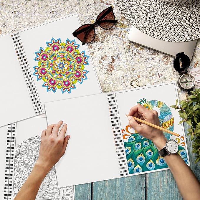 Kalysky Adult Coloring Books Set:3 Coloring Books for Adults Animal Flowers & Other Themes Designs.Coloring Books for Adults to Relax and Relieve Anxiety