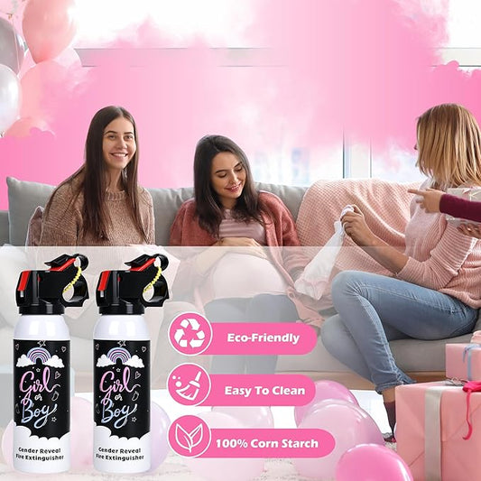 Baby Gender Reveal Fire Extinguisher; Colorful Smoke Powder Spray; 100% Safe and Eco-Friendly Gender Reveal Party Idea (100g pink 2pcs)