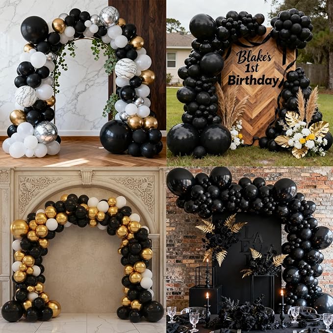 Patimate Black Balloons 150 Pack 5 Inch Matte Black Latex Balloons for Birthday Graduation Retirement Wedding Anniversary Baby Shower Bridal Shower Casino Gaming Party Decorations