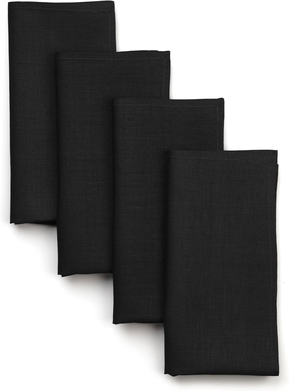 D'Moksha Homes Black Linen Napkins 18 x 18 Inch - 100% Pure Linen Cloth Washable Dinner Napkins Set of 4 for Fall, Thanksgiving, Holiday