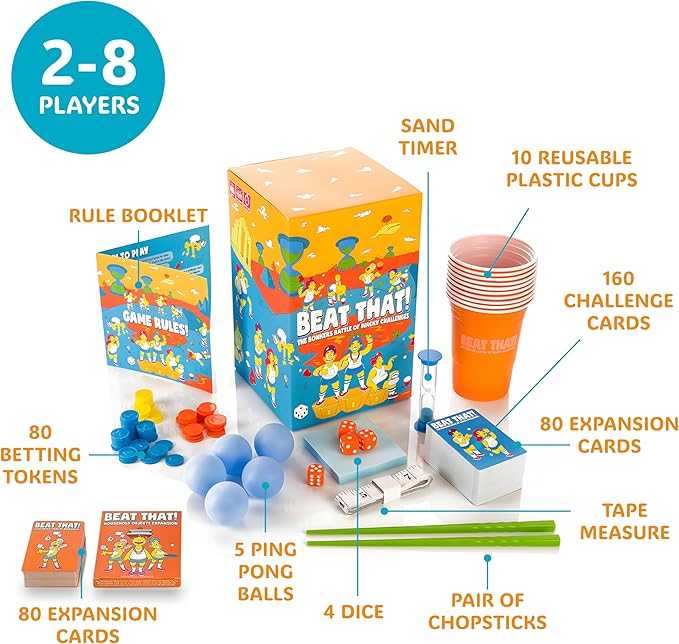 Gutter Games Beat That Game and Household Objects Expansion Combo Pack, Family Party Game for 2 Players - Kids, Adults