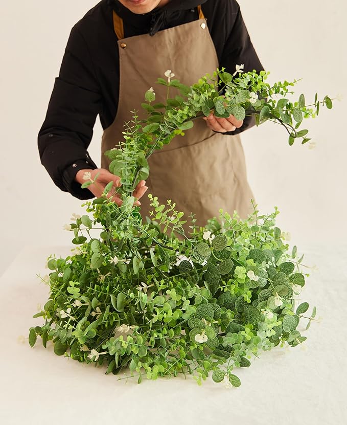 6FT Greenery Eucalyptus Garland, Spring Eucalyptus for Home Decor Wedding Garland for Table Centerpieces & Wedding Arch Floral Arrangements 6FT Real Touch Silk Stems