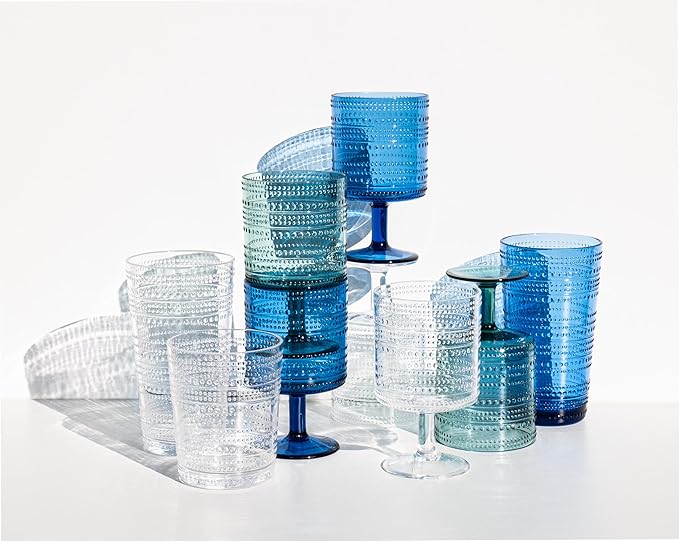 Beaded Stacking Goblet, Indoor/Outdoor, Sea Green, 14.8 oz., Set of 6