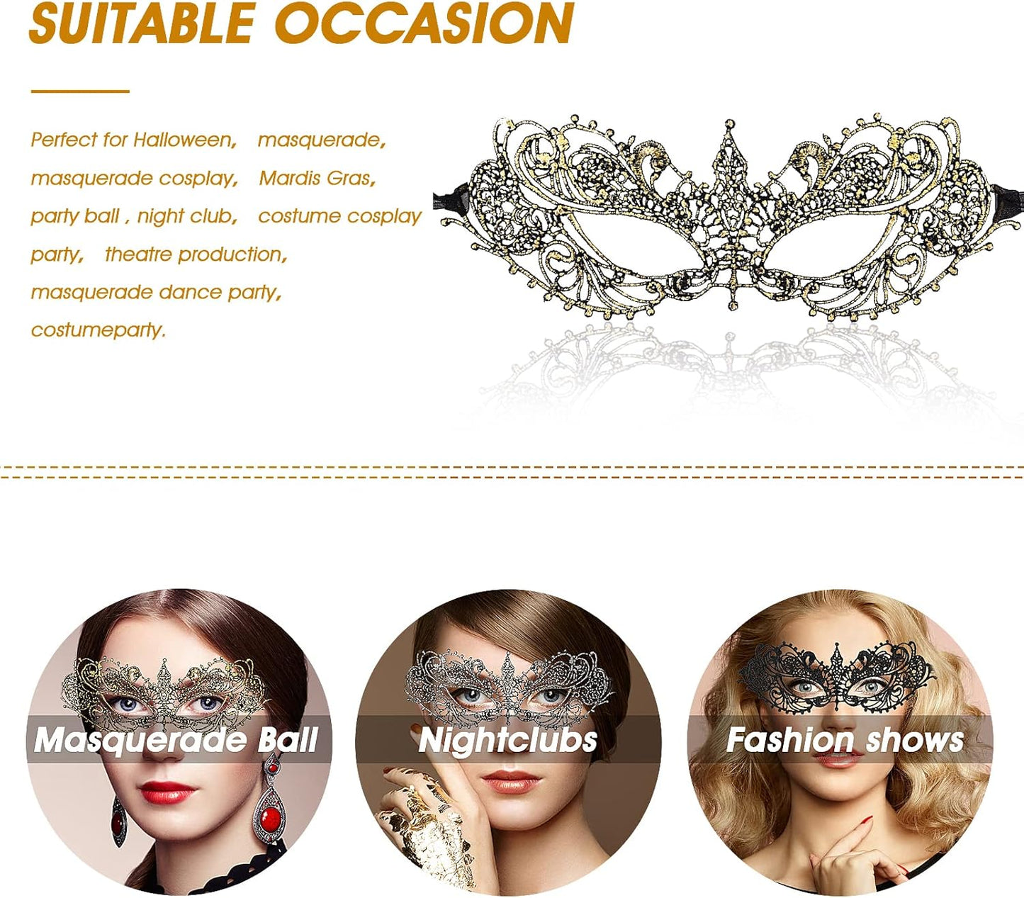 3 Pcs Adult Masquerade Mask Mysterious Fun Lace Masks for Couples Women Man Lace Headpiece Disguise for Costumes