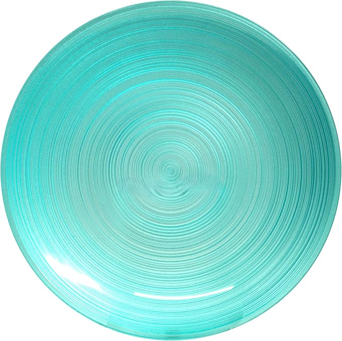 OCCASIONS 50 Plates Pack (25 Guests) Aqua Blue Disposable Plastic Plates for Party Wedding - 25 x 10" Dinner + 25 x 7" Salad Dessert Plates Premium Vintage Design - Belize in Aqua