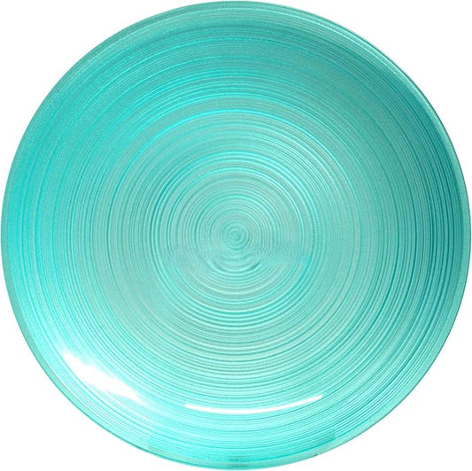OCCASIONS 50 Plates Pack (25 Guests) Aqua Blue Disposable Plastic Plates for Party Wedding - 25 x 10" Dinner + 25 x 7" Salad Dessert Plates Premium Vintage Design - Belize in Aqua