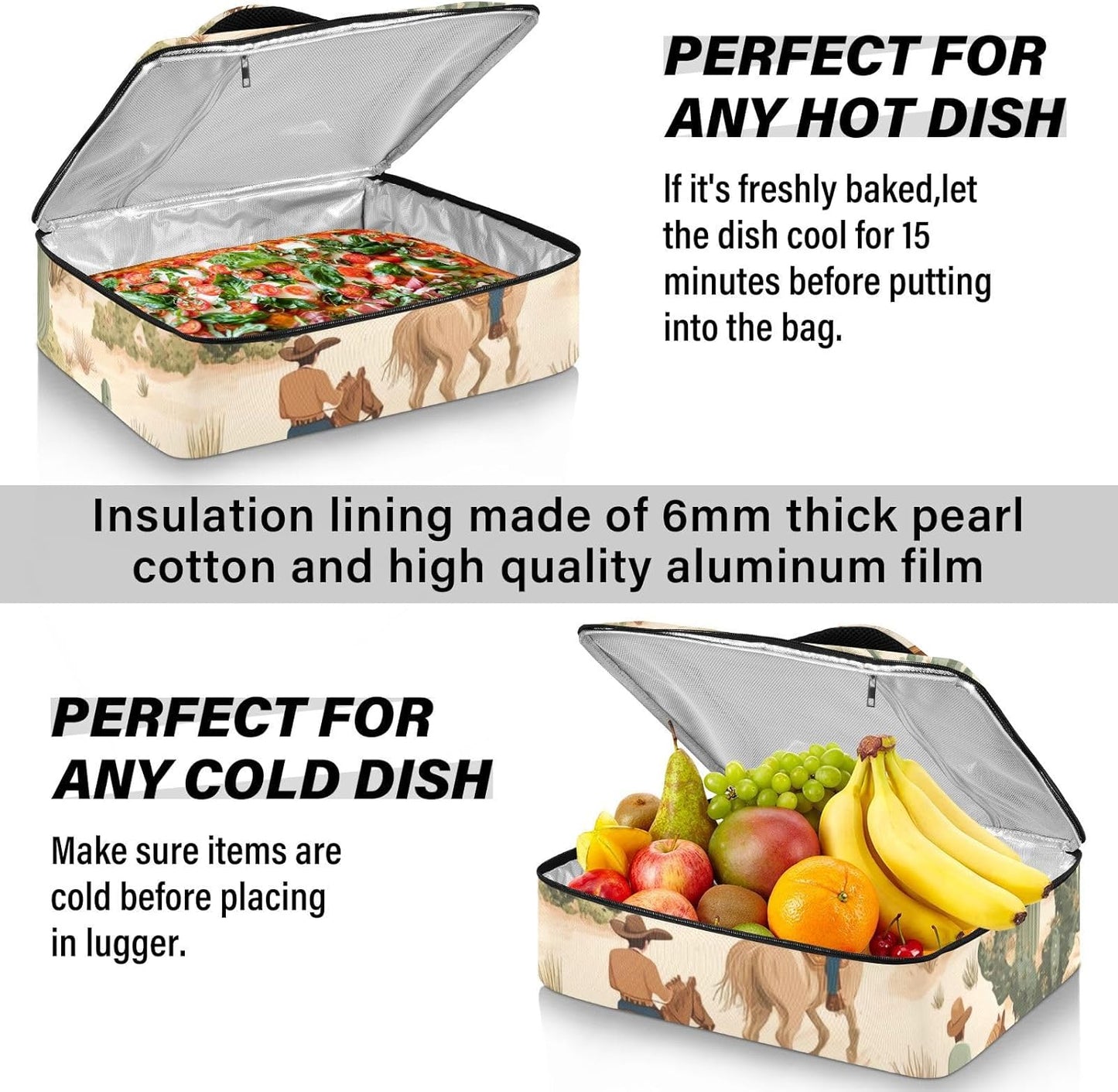 Casserole Carriers for Hot or Cold Food Reusable Casserole Dish Carrier Insulated Thermal Large Capacity Durable Perfect for Party Camping Family Gatherings Yellow Fish