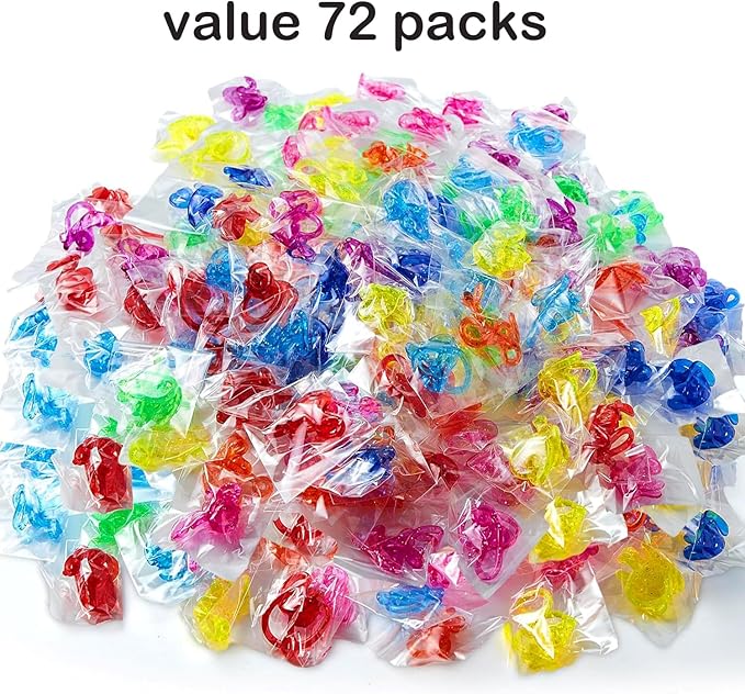 Adorox 72 Pieces Vinyl Glitter Sticky Hands Party Favor Birthday Gifts Toys Goodies (1 1/4" Long)