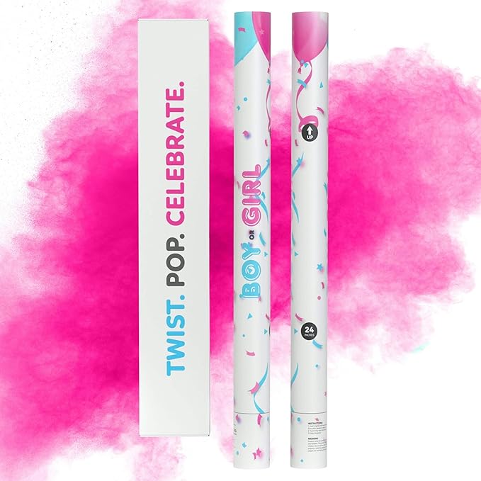 24” X-large Gender Reveal Powder Smoke Bombs Cannon Poppers | 2 Blue Poppers | Biodegradable | Gender Reveal Smoke Bombs Extinguisher Alternative | Gender Reveal Party Decorations | TUR Party Supplies