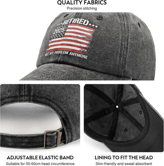 Retirement Gifts for Woman Men, Retirement Hats 2025, Cool Retired Gift - Adjustable Embroidery Baseball Cap