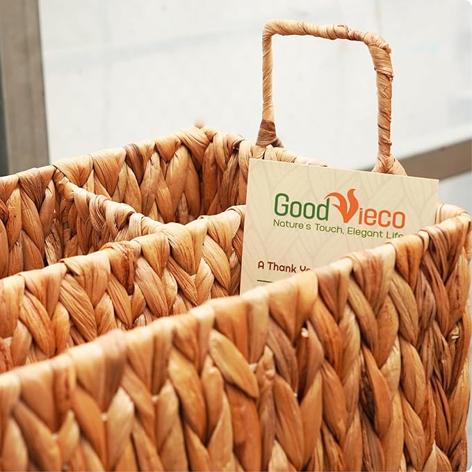 Wicker Utensil Holder with Handle – Handwoven Water Hyacinth Flatware Caddy with 4 Compartments – Rustic Cutlery Organizer for Kitchen, Dining Table, Picnic & BBQ