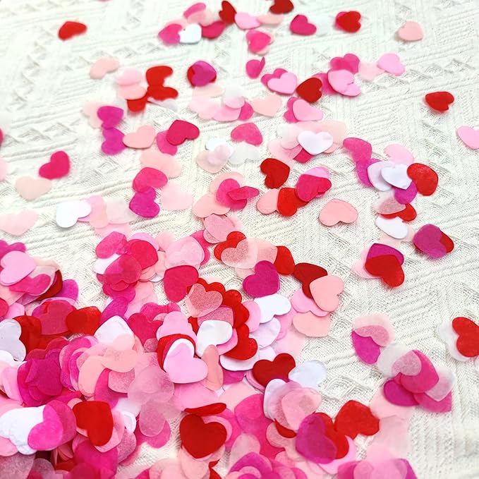 1 Inch White Pinks Red Tissue Paper Heart Confetti Wedding Reception Decoration Table Scatter Pack of 100 Grams