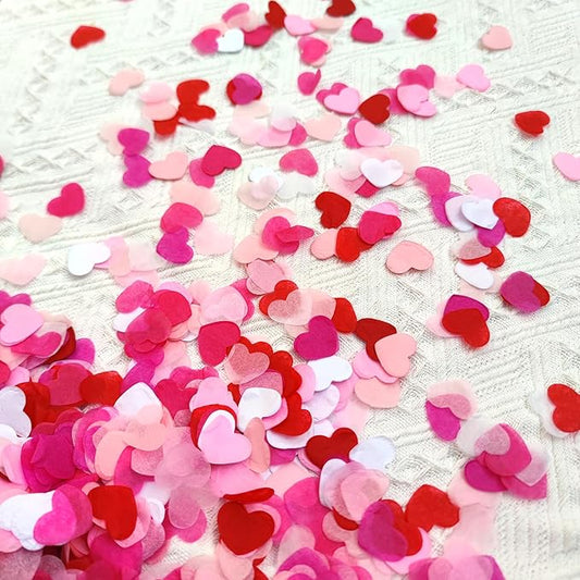 1 Inch White Pinks Red Tissue Paper Heart Confetti Wedding Reception Decoration Table Scatter Pack of 100 Grams