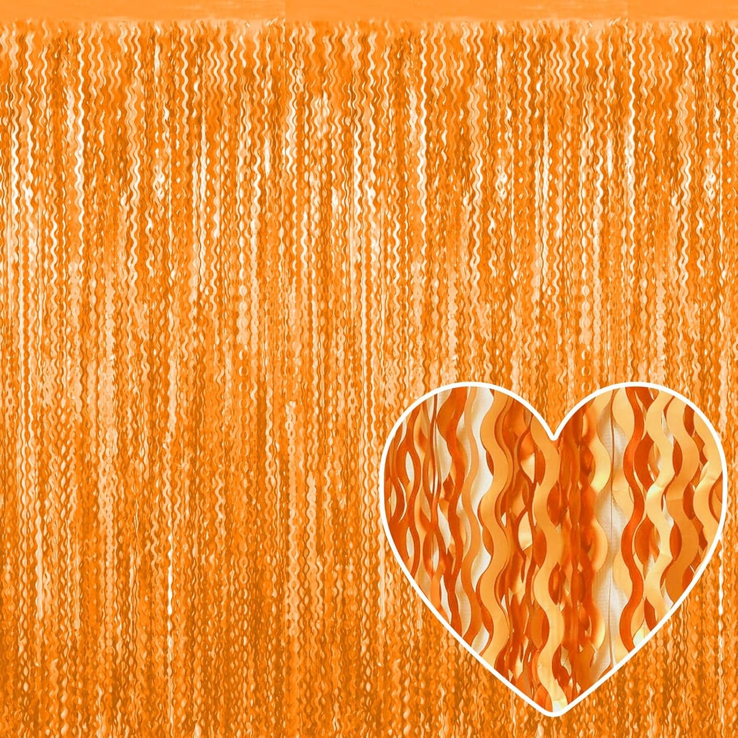 4 Pack Macaron Orange Fringe Curtain Backdrop 3.2Ft x 8.2Ft Metallic Tinsel Foil Fringe Streamers Background for Photo Booth Mother's Day, Easter, Carnival, Birthday, Wedding Party Decoration