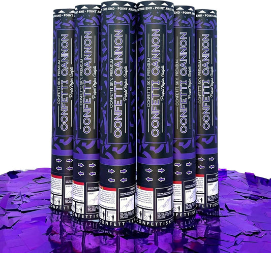 Confetti Sky [6 Pack] 12 Inch Confetti Cannons | Purple Confetti Poppers for Wedding Celebration, Birthday Party, Pranks, Graduation, Christmas Eve and New Year Celebration