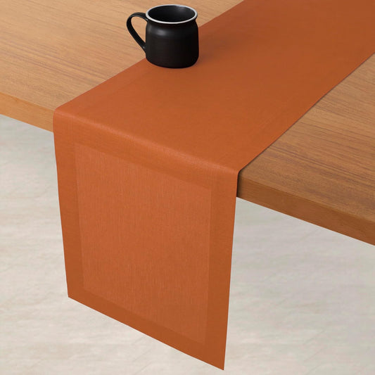 D'Moksha Homes Linen Rust Table Runner 72 Inches Long - 100% Pure Linen 14 x 72 Inch Table Runner for Dining, Fall and Halloween - Machine Washable
