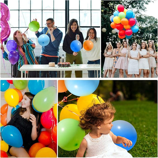 100PCS Party Balloons, 12 Inches Premium Assorted Colorful Balloons, Bulk Pack of Strong Latex Balloons for Birthday, Party, Christmas, Wedding, Anniversary and Vacation