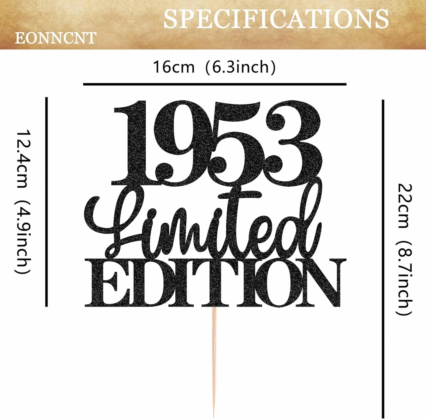 Limited EDITION 1953 Cake Topper - Black Glitter Happy 72nd Birthday Party Cake Decoration Supplies, Cheer to 72 Years Cake Bunting Decor for 72nd Birthday Party Photo Booth Props