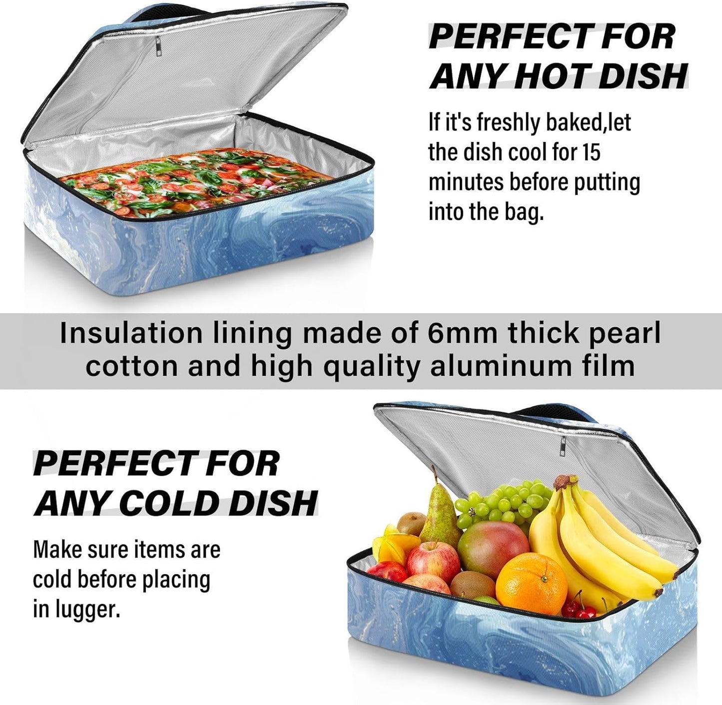 Casserole Carriers for Hot or Cold Food Reusable Casserole Dish Carrier Insulated Thermal Large Capacity Durable Perfect for Party Camping Family Gatherings Yellow Fish