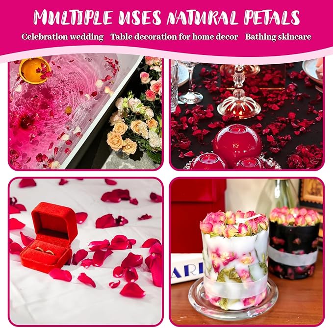 Dried Red Rose Petals - 90g (3.2oz) for Soap Making, Bath, Spa, Wedding Decor & Crafts