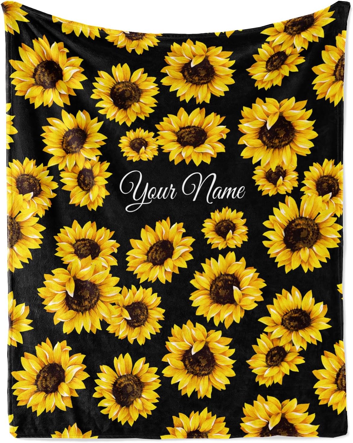 Jekeno Sunflower Gifts for Women Mom Personalized Sunflower Blanket Custom Blanket with Name Flannel Blankets Customized Throw for Women Girls Kids 50"x60"
