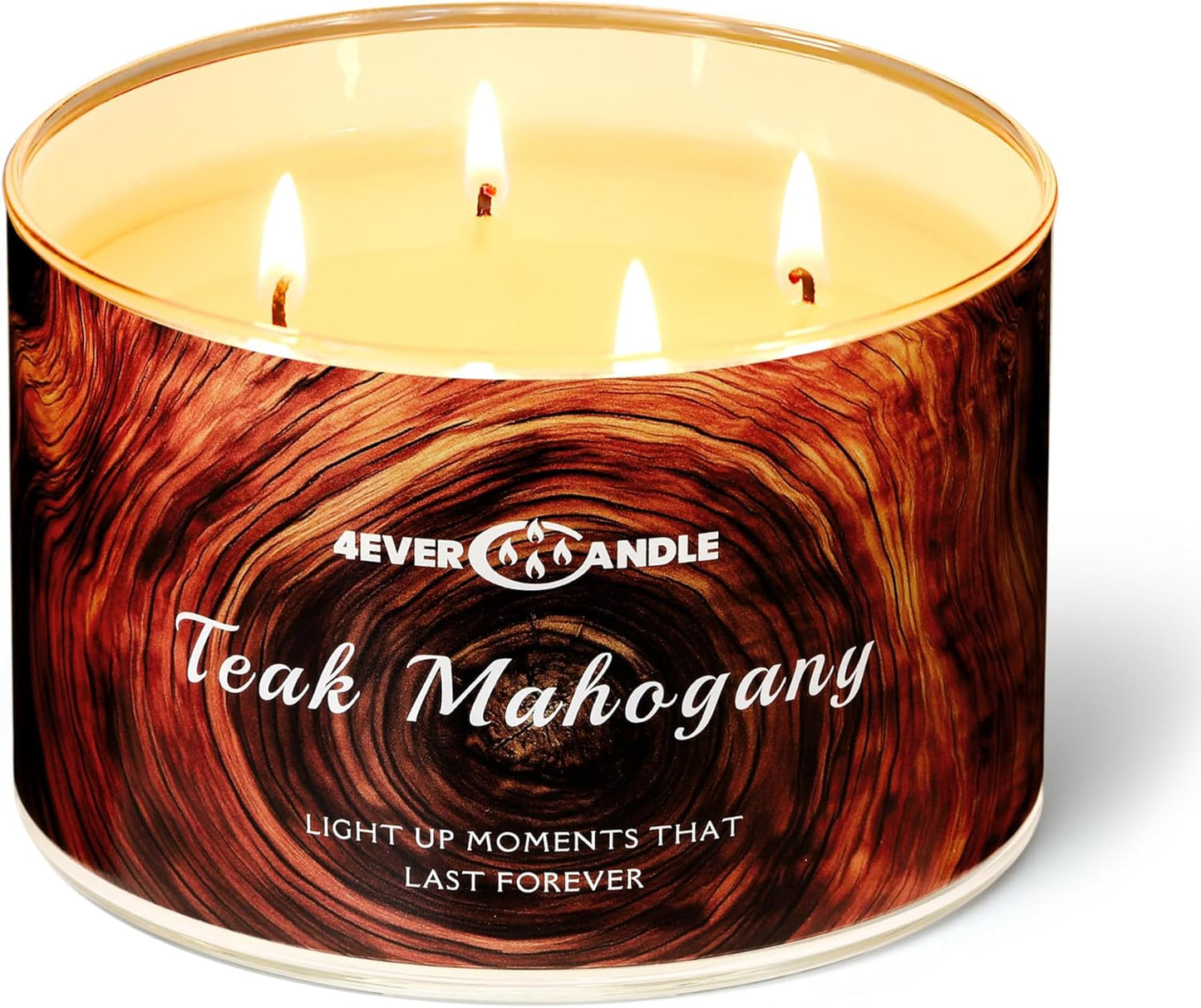 Soy Wax Blend Candle for Home, 4-Wick Candles in Teakwood & Mahogany Scented, Aromatherapy Candles Gift for Parties, Relaxing, Over 50 Hours of Burn Time, 18oz
