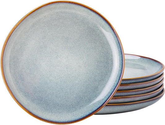 AmorArc Ceramic Plates Set of 6, 8.5 Inch Handmade Reactive Glaze Stoneware Plates set for Dessert, Salad, Appetizer, Small Dinner dishes, Microwave & Dishwasher Safe, Scratch Resistant