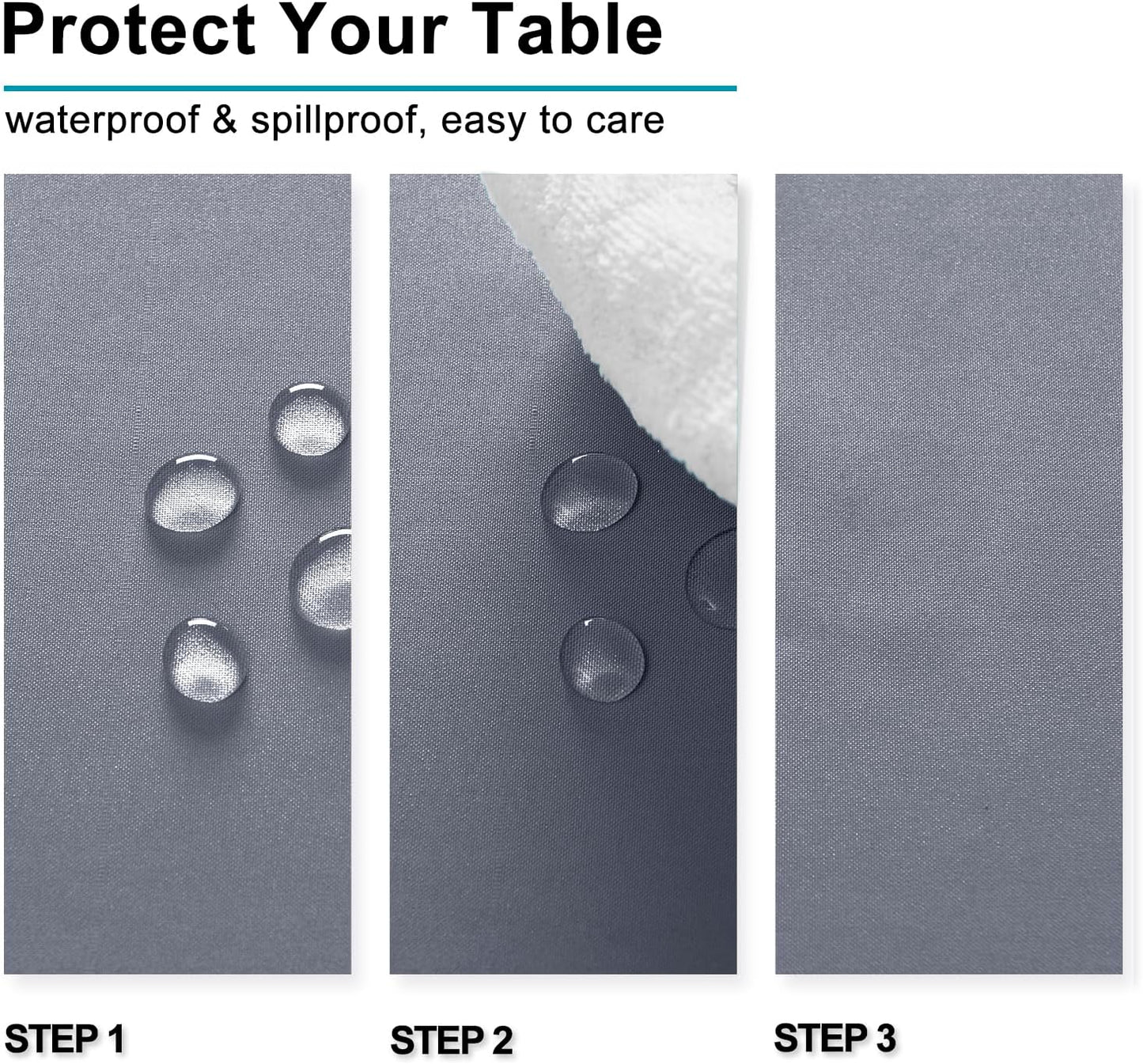 Hiasan Light Gray Rectangle Tablecloth - Waterproof Spillproof and Wrinkle Resistant Washable Polyester Table Cloth for Dining Party, 90 x 156 inch