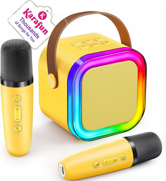 Mini Karaoke Machine for Kids, 2025 TOP Toys Christmas Birthday Gifts Ideas for Girls Ages 4, 5, 6, 7, 8, 9, 10, 12+ Years Old, Portable MP3 Player with 2 Wireless Mics for Party