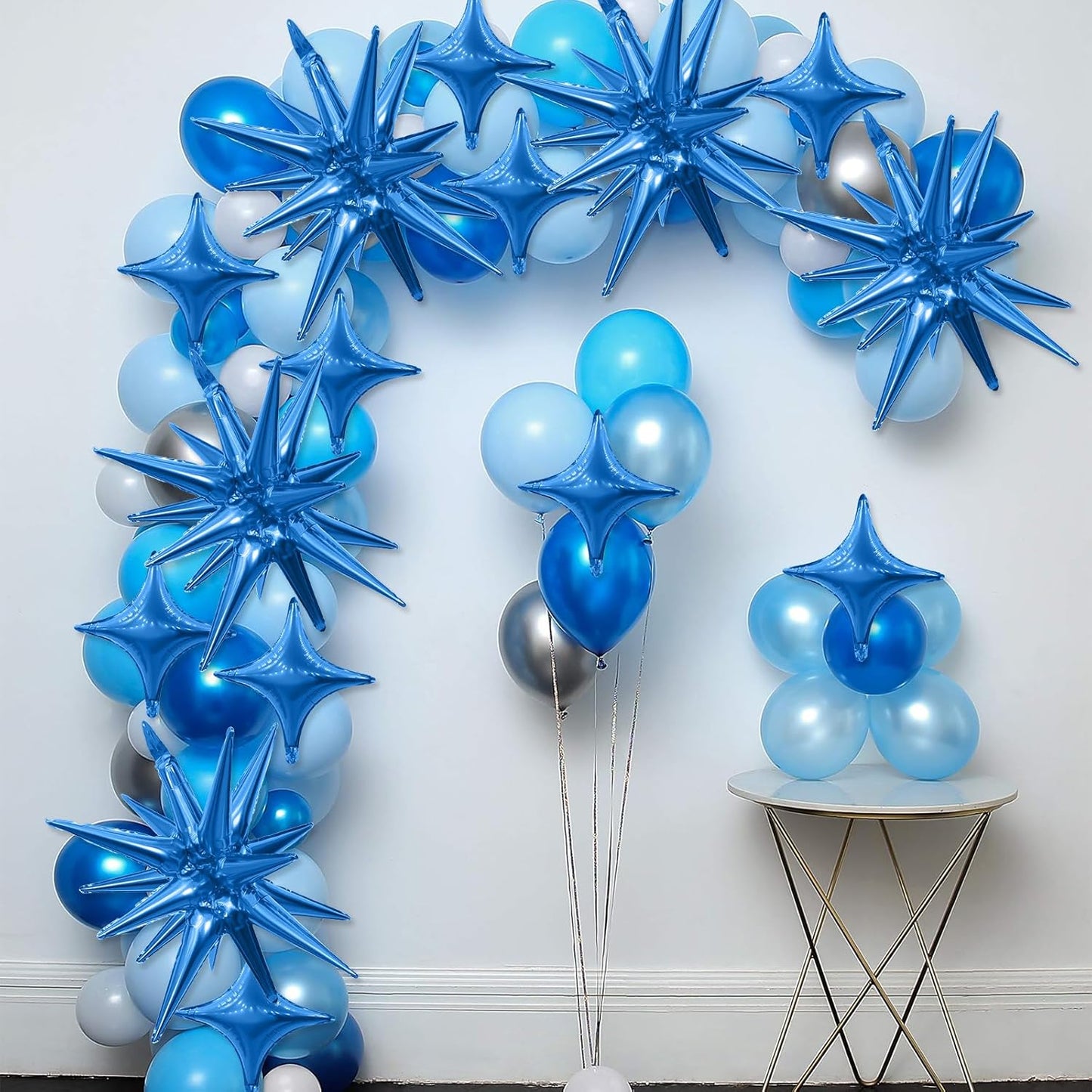Blue Star Balloon,Dark Blue 6Pcs 22Inch Explosion Star Balloons and 10Pcs 10Inch Four Angle Balloons Kit for Birthday Graduation Anniversary Baby Shower Wedding Party Decorations