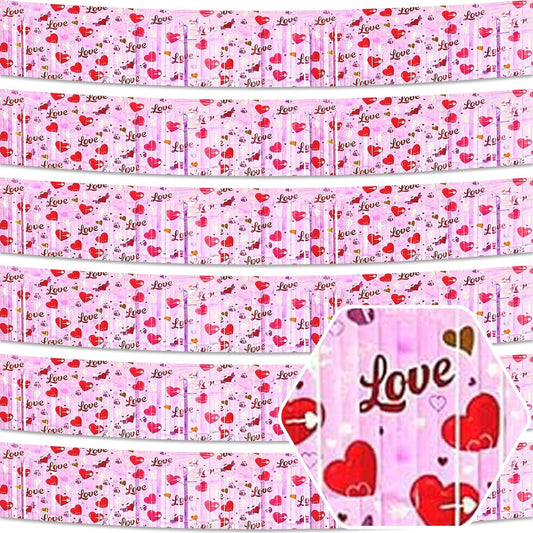 6 Pack 10 Feet Pink AA Wave Foil Fringe Garland Metallic Tinsel Streamers Banner Wall Hanging Curtain Backdrop for Parade Floats, Mother's Day, Easter, Wedding, Birthday Party Decoration
