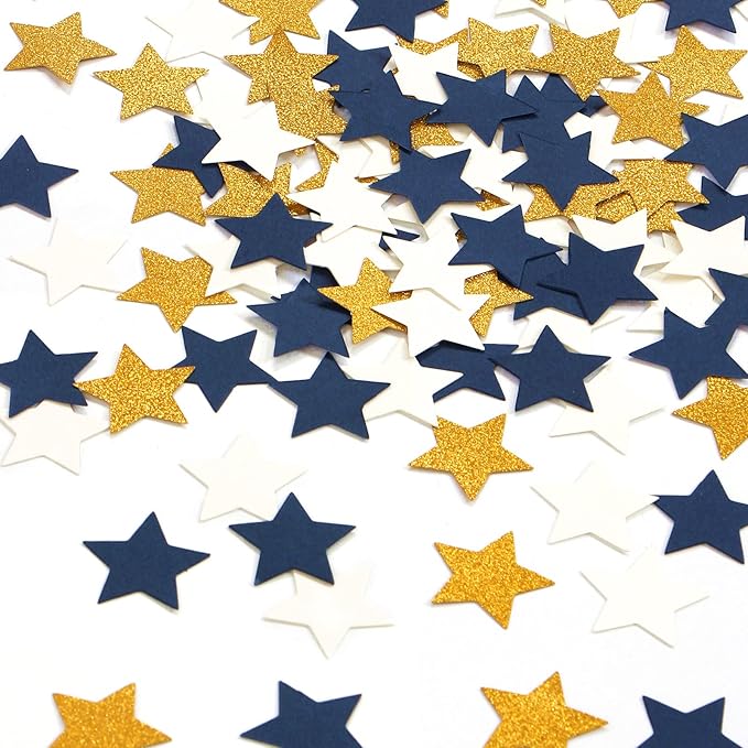 Navy Blue Beige Gold Paper Star Confetti 300pcs Bachelorette Engagement Nautical Birthday Anniversary Fathers Day Hen Party Decorations Panduola